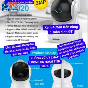 SRIHOME SH020 CAMERA IP WIFI 3,0 HÀNG CỰC ĐẸP CHẤT LƯƠNG.LƯU THẺ NHỚ,HÚ BÁO ĐỘNG QUA ĐIỆN THOẠI