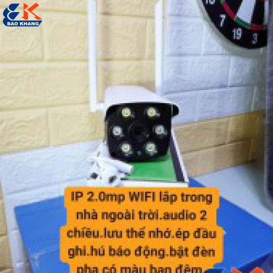 IP 2.0 MP WIFI NGOÀI TRỜI,BẬT ĐÈN PHA CÓ MÀU BAN ĐÊM,AUDIO 2 CHIỀU,LƯU THẺ NHỚ,ÉP TẤT CẢ ĐẦU GHI