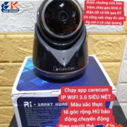 CAMERA CARECAM CHÍNH HÃNG IP WIFI 3,0MPX HÚ BÁO ĐÔNG QUA ĐIỆN THOẠI,ĐÀM THOẠI 2 CHIỀU